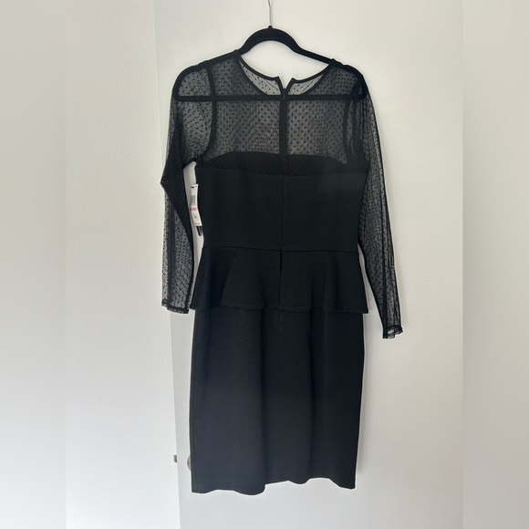 David Meister sheer sleeved black dress 10 - Picture 3 of 5